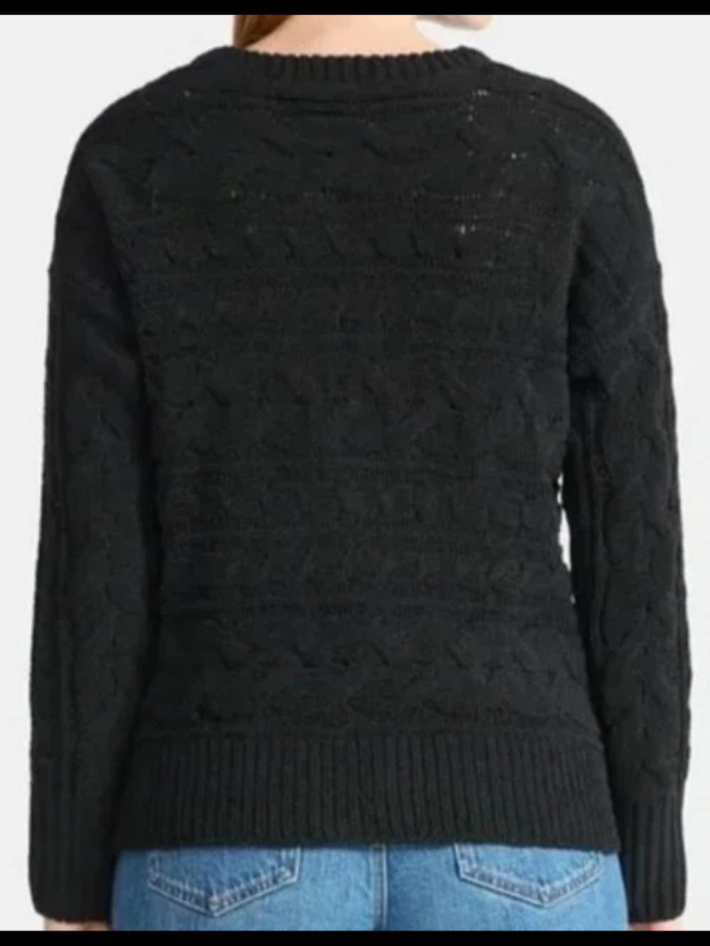 NWT, Large, Black, Time and Tru Brand, Cable Knit Crewneck Sweater